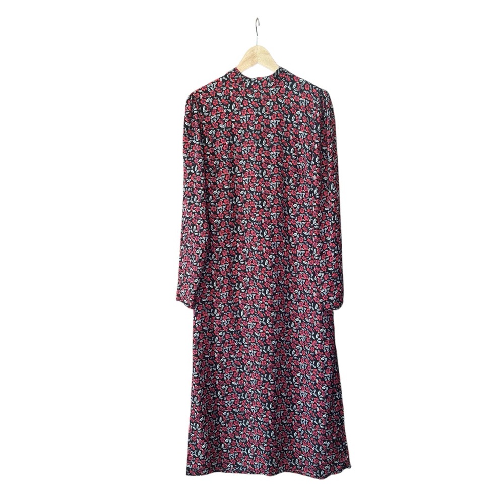 Nasty Gal High Neck Floral Midi Dress Side Slits Red Black White Blue Size 8